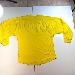 Disney Parks Vibrant Yellow 100%‎ Cotton Glitter Letters Spirit Jersey Size XS